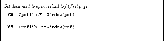 \begin{framed}
\noindent\textit{Set document to open resized to fit first page}
...
...ll\verb!Cpdflib.FitWindow(pdf)!
\end{minipage}\\ [5mm]
\end{tabular}\end{framed}