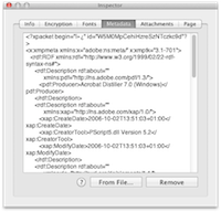 The metadata tab in the inspector