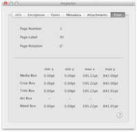 The page tab in the inspector